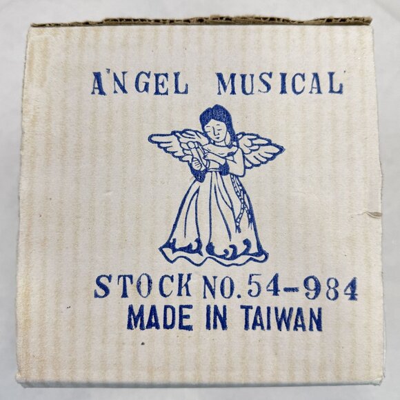 Vintage Bisque Angel Musical Figurine 7" Harp Taiwan Hark The Herald Angels Sing - Picture 9 of 16